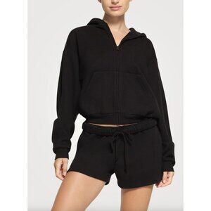 SKIMS Cotton Fleece Blend Classic Zip-Up Hoodie in Onyx Black Size 2X